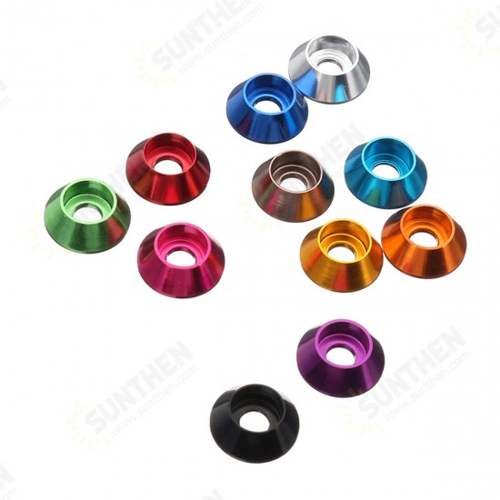 M5AN2 10Pcs M5 Cup Head Hex Screw Gasket Washer Nuts Aluminum Alloy Multicolor