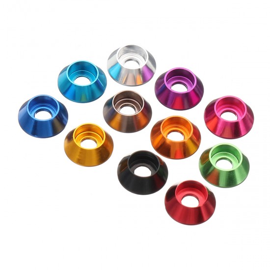 M5AN2 10Pcs M5 Cup Head Hex Screw Gasket Washer Nuts Aluminum Alloy Multicolor