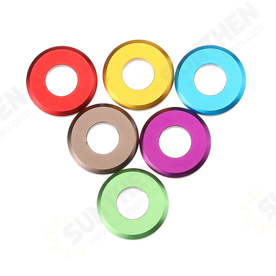 M5AW1 10Pcs M5 Aluminum Alloy Flat Fender Screw Washer Spacer Gasket Multicolor