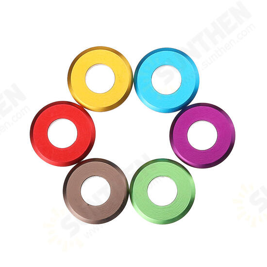 M5AW1 10Pcs M5 Aluminum Alloy Flat Fender Screw Washer Spacer Gasket Multicolor