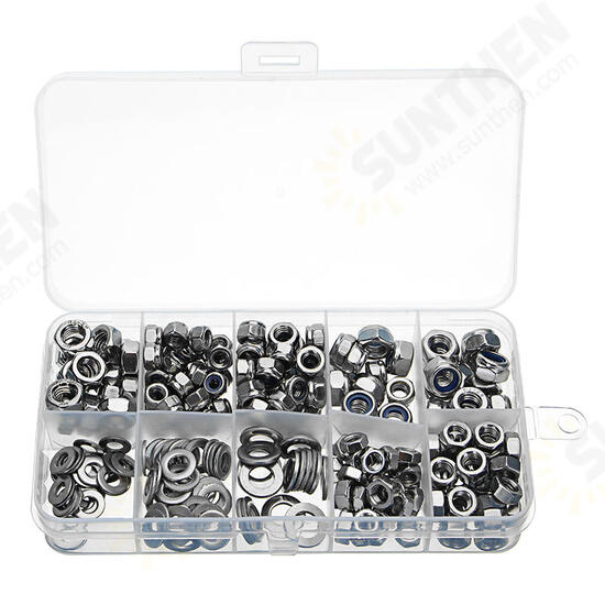 MXSN2 255pcs Stainless Steel Nylon Lock Nuts Full Nuts Washers Kit M4 M5 M6