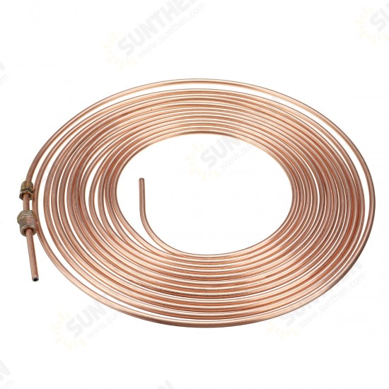 Universal 25Ft Copper Nickel Brake Line Tubing Kit 3/16inch OD with 15Pcs Nuts