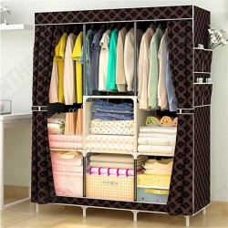 Large Canvas Fabric Wardrobe With Hanging Rail Shelving Clothes Storage Cupboard Large Canvas Fabric Wardrobe With Hanging Rail Shelving Clothes Storage Cupboard