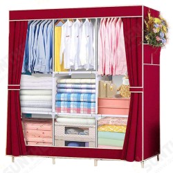 Large Canvas Fabric Wardrobe With Hanging Rail Shelving Clothes Storage Cupboard Large Canvas Fabric Wardrobe With Hanging Rail Shelving Clothes Storage Cupboard