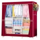 Large Canvas Fabric Wardrobe With Hanging Rail Shelving Clothes Storage Cupboard