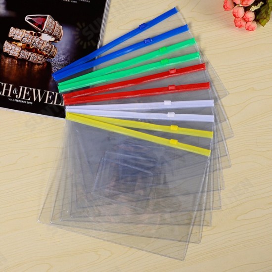 20Pcs File Folder Transparent A4/A5/B6/B5 Document Organizer Plastic File Pocket with Zipper for School Office