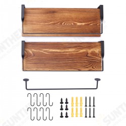 2pcs Wall Mounted Shelves Floating Hanging Storage Rack Home Bathroom Office Towel Holder With Hooks 2pcs Wall Mounted Shelves Floating Hanging Storage Rack Home Bathroom Office Towel Holder With Hooks