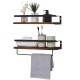 2pcs Wall Mounted Shelves Floating Hanging Storage Rack Home Bathroom Office Towel Holder With Hooks