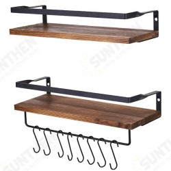 2pcs Wall Mounted Shelves Floating Hanging Storage Rack Home Bathroom Office Towel Holder With Hooks 2pcs Wall Mounted Shelves Floating Hanging Storage Rack Home Bathroom Office Towel Holder With Hooks