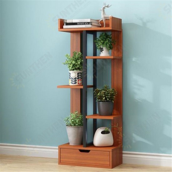 4 Layers Plant Stand Flower Pot Storage Rack Outdoor Indoor Garden Shelf Decorations Display Stand Bookshelf with Drawer