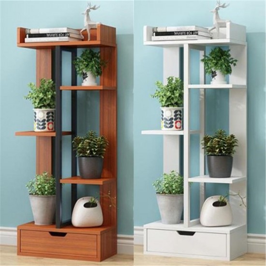 4 Layers Plant Stand Flower Pot Storage Rack Outdoor Indoor Garden Shelf Decorations Display Stand Bookshelf with Drawer