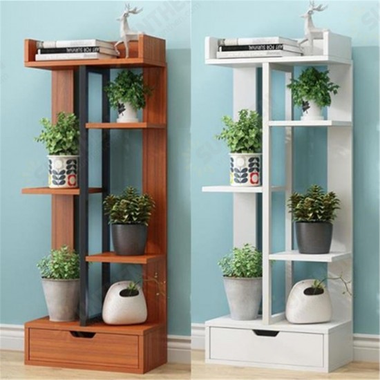 4 Layers Plant Stand Flower Pot Storage Rack Outdoor Indoor Garden Shelf Decorations Display Stand Bookshelf with Drawer