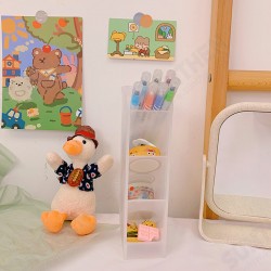 4 Layers Plastic Pen Holder Desktop Storage Oblique Insertion Organizer Pencil Stationery Office Desk Home