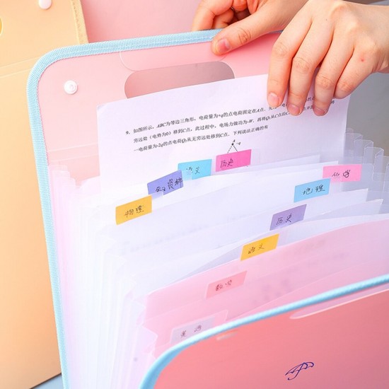 A4 13 Layers Expanding File Folders A4 Paper Placstic File Folder with Pocket Snap Closure Document Organizer Set File Folder Labels for School Office Home