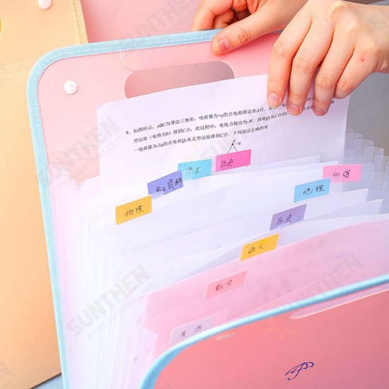 A4 13 Layers Expanding File Folders A4 Paper Placstic File Folder with Pocket Snap Closure Document Organizer Set File Folder Labels for School Office Home