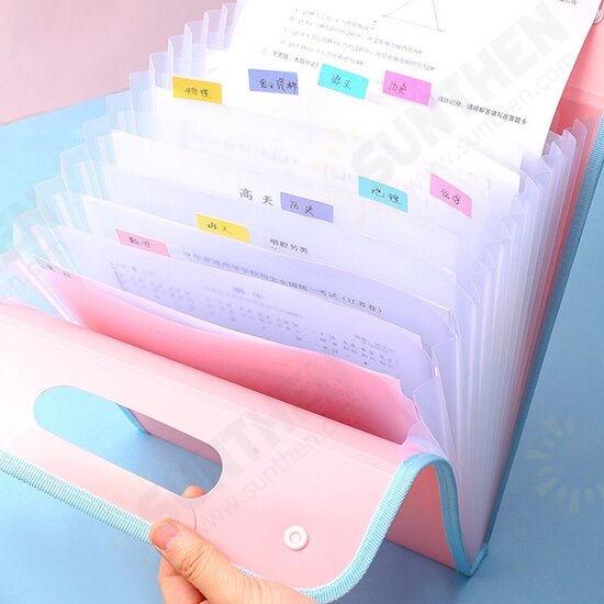 A4 13 Layers Expanding File Folders A4 Paper Placstic File Folder with Pocket Snap Closure Document Organizer Set File Folder Labels for School Office Home