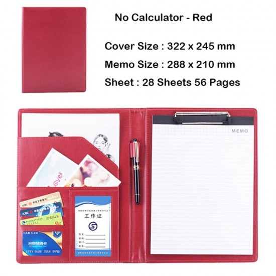 A4 PU Leather File Folder Business Office Folder Multifunction Portable School Office Supplies