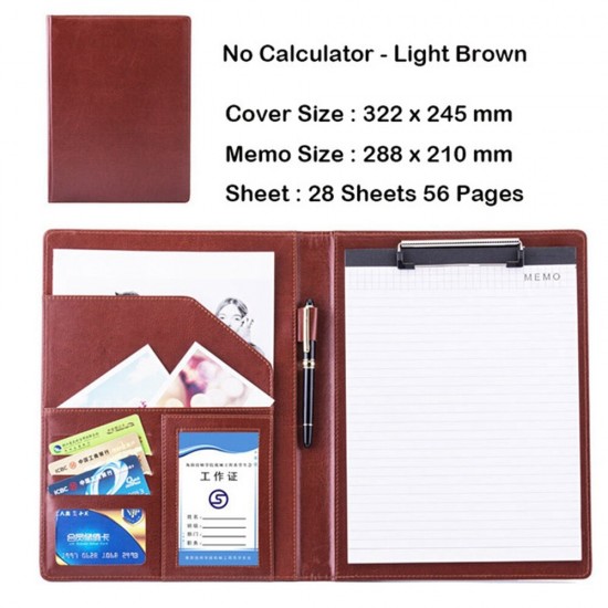 A4 PU Leather File Folder Business Office Folder Multifunction Portable School Office Supplies