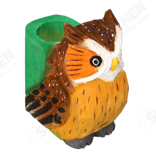 Animal Types Pen Holder Creative Hand Carved Wooden Pen Holder Lion Tiger Owl Dog Pattern Pen Organizer For Student Stationery Pencil Not Included