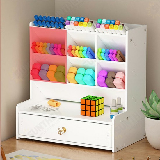 B02-1 Pen Storage Box Multifunctional Chinese Style Plastic Drawer Study Storage Box Office Home Desk Use