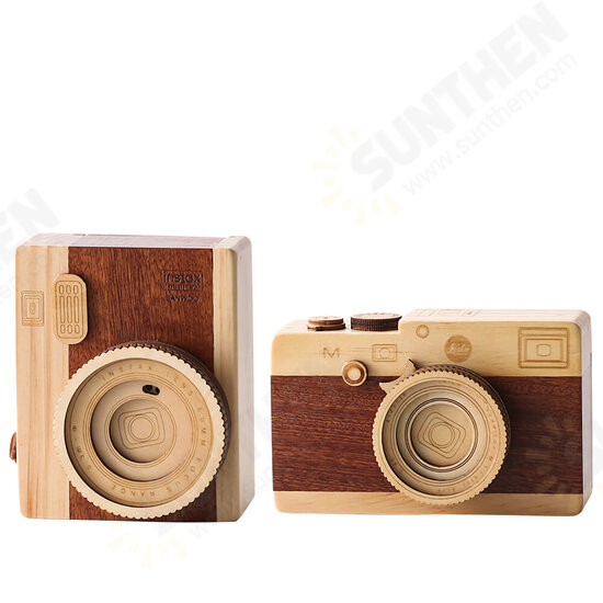 Creative Camera Wooden Pen Holder Storage Makeup Brushes Organizer Wood Crafts Retro Birthday Gifts Vintage Home Decoration