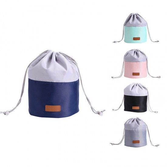 Cylinder Drawstring Cosmetic Bag Large Capacity Storage Case Lazy Beam Mouth Travel Cosmetic Organizer Wash Bag