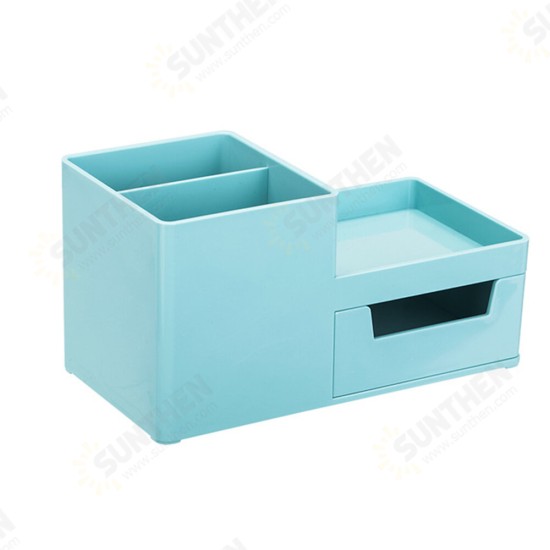 8907 Storage Box Multi-functional Desktop Pen Holder Student Stationery Organizer with Drawer Desk Accessories Office School Supplies