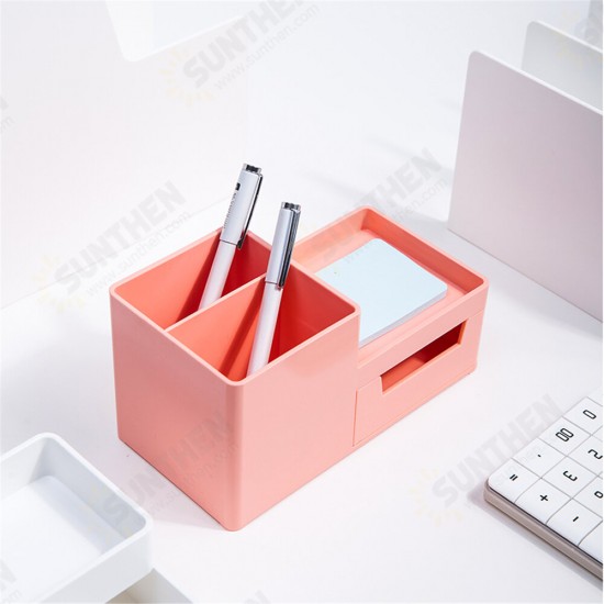 8907 Storage Box Multi-functional Desktop Pen Holder Student Stationery Organizer with Drawer Desk Accessories Office School Supplies