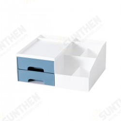 Desktop Storage Box Large Capacity 2 Drawers 7 Grids Cosmetic Makeup Organizer Pen Pencils Stationery Container For Home Office Desktop Storage Box Large Capacity 2 Drawers 7 Grids Cosmetic Makeup Organizer Pen Pencils Stationery Container For Home Office
