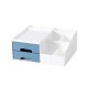 Desktop Storage Box Large Capacity 2 Drawers 7 Grids Cosmetic Makeup Organizer Pen Pencils Stationery Container For Home Office