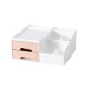 Desktop Storage Box Large Capacity 2 Drawers 7 Grids Cosmetic Makeup Organizer Pen Pencils Stationery Container For Home Office