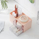 Desktop Storage Box Pen Holder with 2 Drawers Stationery Cosmetics Makeup Brushes Holder Sundries Organizer Office Home School Supplies