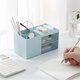 Desktop Storage Box Pen Holder with 2 Drawers Stationery Cosmetics Makeup Brushes Holder Sundries Organizer Office Home School Supplies