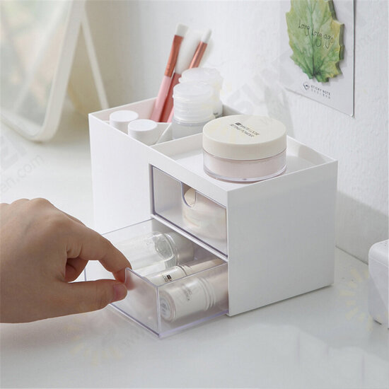 Desktop Storage Box Pen Holder with 2 Drawers Stationery Cosmetics Makeup Brushes Holder Sundries Organizer Office Home School Supplies Desktop Storage Box Pen Holder with 2 Drawers Stationery Cosmetics Makeup Brushes Holder Sundries Organizer Office Home School Supplies