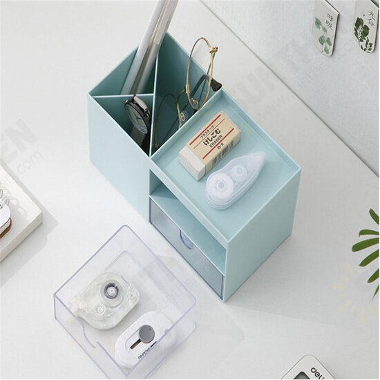 Desktop Storage Box Pen Holder with 2 Drawers Stationery Cosmetics Makeup Brushes Holder Sundries Organizer Office Home School Supplies Desktop Storage Box Pen Holder with 2 Drawers Stationery Cosmetics Makeup Brushes Holder Sundries Organizer Office Home School Supplies