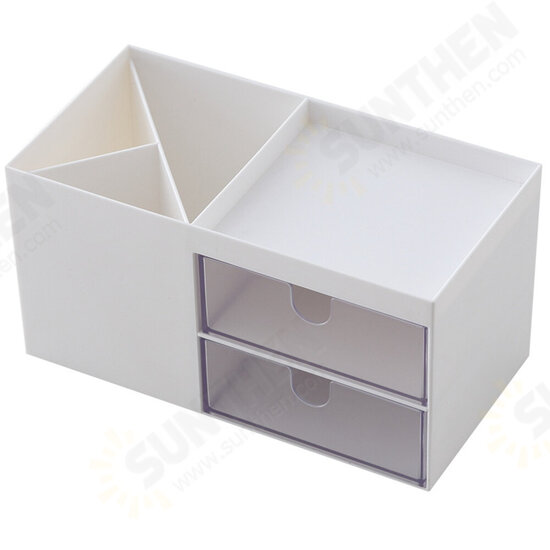 Desktop Storage Box Pen Holder with 2 Drawers Stationery Cosmetics Makeup Brushes Holder Sundries Organizer Office Home School Supplies Desktop Storage Box Pen Holder with 2 Drawers Stationery Cosmetics Makeup Brushes Holder Sundries Organizer Office Home School Supplies
