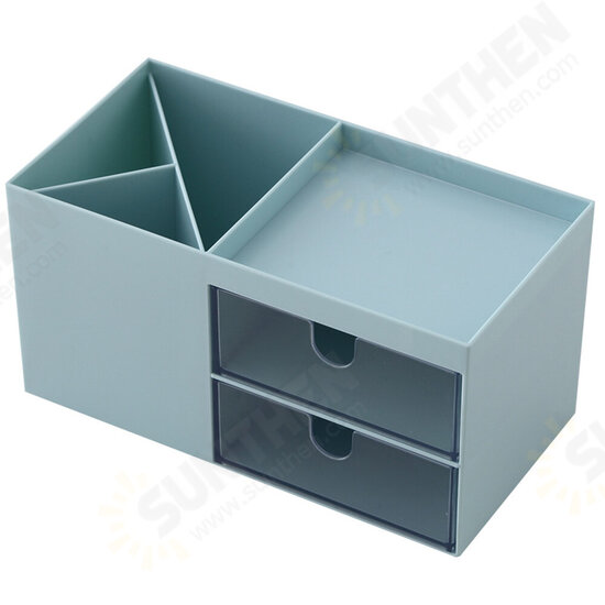Desktop Storage Box Pen Holder with 2 Drawers Stationery Cosmetics Makeup Brushes Holder Sundries Organizer Office Home School Supplies Desktop Storage Box Pen Holder with 2 Drawers Stationery Cosmetics Makeup Brushes Holder Sundries Organizer Office Home School Supplies