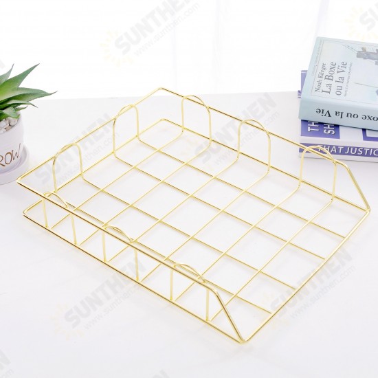 Single-layer Stackable File Rack Nordic Style Metal Rack Desktop Organizer Home Office Desktop Storage Supplies