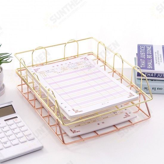 Single-layer Stackable File Rack Nordic Style Metal Rack Desktop Organizer Home Office Desktop Storage Supplies