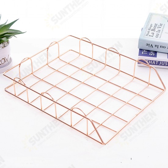 Single-layer Stackable File Rack Nordic Style Metal Rack Desktop Organizer Home Office Desktop Storage Supplies