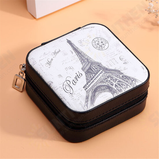 Portable Travel Women Jewelry Box Ornaments Storage Case PU Earring Organizer