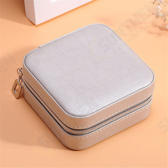 Portable Travel Women Jewelry Box Ornaments Storage Case PU Earring Organizer