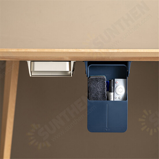 Self-adhesive Under-drawer Storage Box Pencil Tray Under Desk Stand Storage Organizer Box Stationery Office Supplies