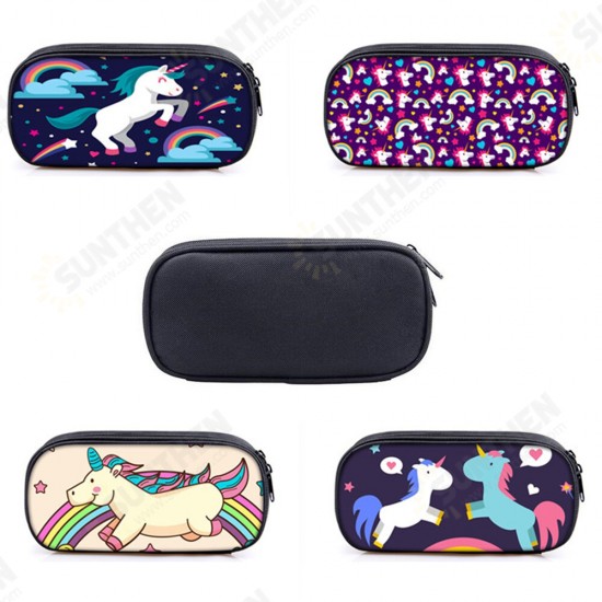 Unicorn Pencil Case Large Capacity Oxford Fabric Pen Box Stationery Cosmetic 4 Patterns Pen Holder For Student Children