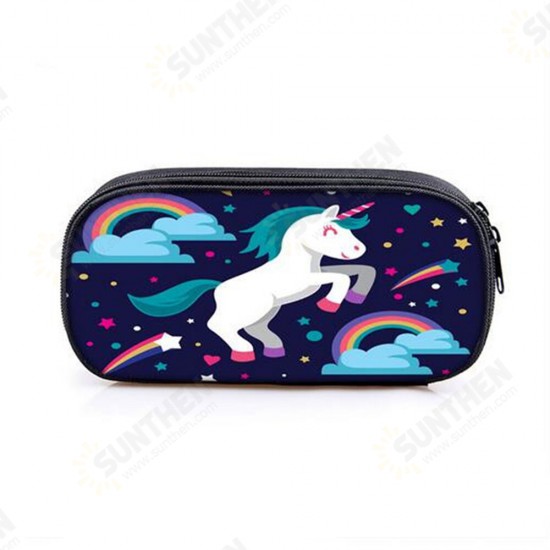 Unicorn Pencil Case Large Capacity Oxford Fabric Pen Box Stationery Cosmetic 4 Patterns Pen Holder For Student Children