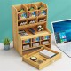 Wooden Pen Holder 7 Layers Multi-Functional DIY Desktop Stationary Organizer Home Office Supply Storage Rack