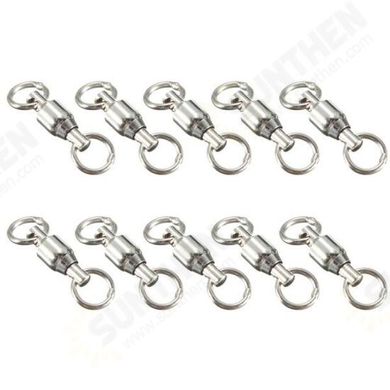 10 pcs Ball Bearing Fishing Rolling Swivel Connectors Solid Rings Fishing Swivels 0-10#