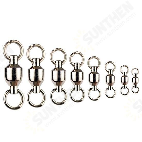 10 pcs Ball Bearing Fishing Rolling Swivel Connectors Solid Rings Fishing Swivels 0-10#