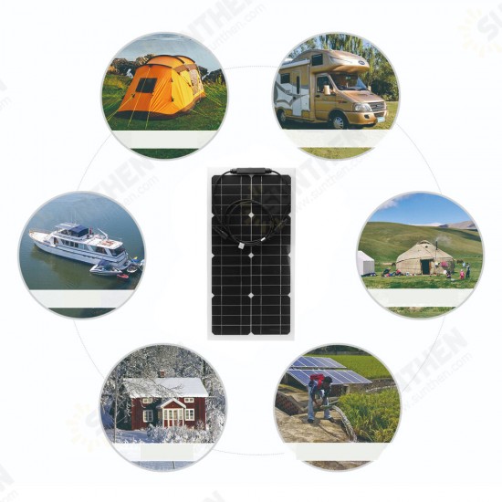 100W Solar Panel Kit Flexible Solar Panels 12V High Efficiency Solar Powered Panel For Fishing Bait Boats Hiking Camping Travel