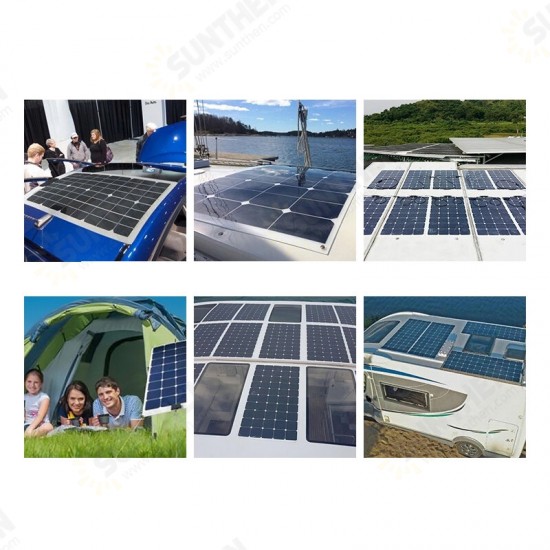 100W Solar Panel Kit Flexible Solar Panels 12V High Efficiency Solar Powered Panel For Fishing Bait Boats Hiking Camping Travel